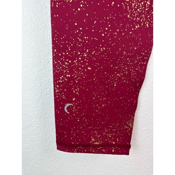 Zyia Active women's 16-18 red gold metallic splatter‎ cropped athletic leggings - Picture 5 of 6